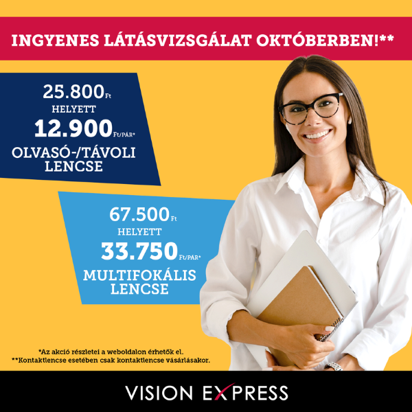 Vision Express: Ingyenes látásvizsgálat és lencseakciók